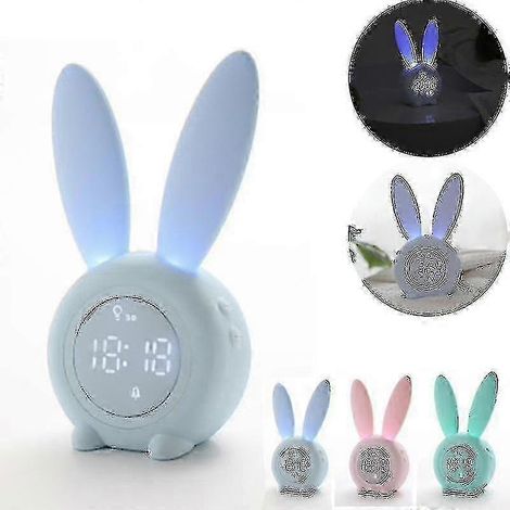 Réveil numérique pour enfants, joli motif lapin, veilleuse pour chambre d'enfant, réveil multifonctionnel, alarme bleue de 25 à 26 secondes. (1/3)