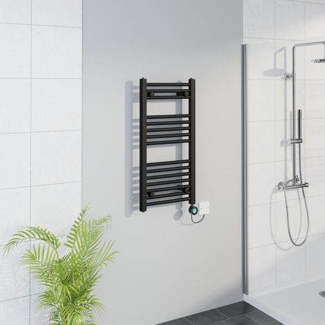 WiFi Thermostatic Straight Towel Rail Timer Black 800x400mm