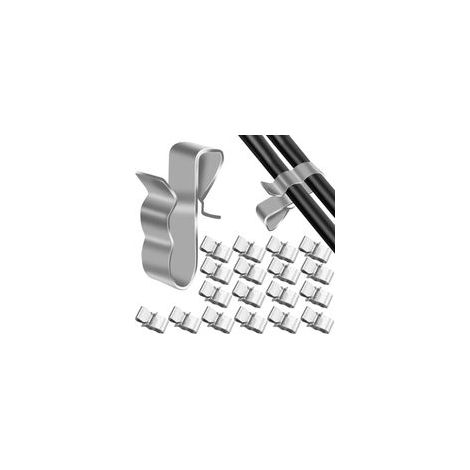 Clips Câbles Clips de Fil Métallique Remorque Cadre de Câble Pince en Acier Inoxydable Cavalier Cable Electrique Clips Rangement de Câble pour Panneau Solaire Photovoltaïque 50Pcs (1/4)