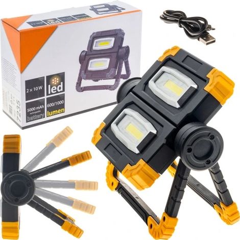 Foco de trabajo halógeno portátil, foco LED para taller de 20 W a batería.