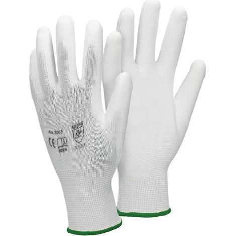 ECD Germany 1 Paio Guanti da lavoro in PU, taglia 11-XXL, Colore Bianco, Guanti di Protezione in Nylon adatti per Lavoro Privato e Professionale, Guanti Meccanici - per Giardino