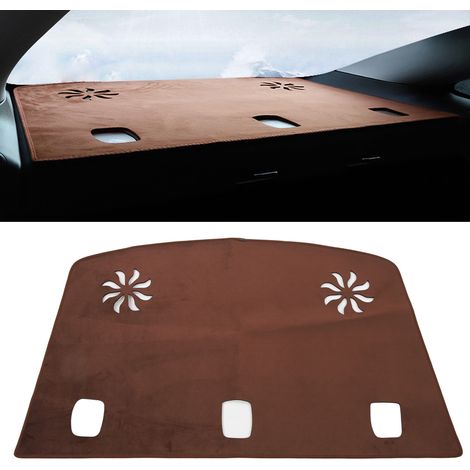 (T04) Garniture intérieure de voiture, pare-soleil de coffre et tapis de protection solaire isolant thermique adapté à Tesla Model 3 2017-2023 marron (numéro de pièce : M3-MA10L) (1/5)