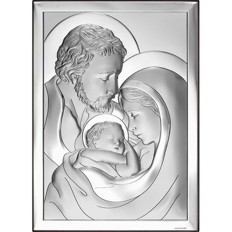 Cuadro en plata con grabado Sagrada Familia, recuerdo de Boda, Comunión, Bautismo 6649 5,2 x 8 cm (1/5)