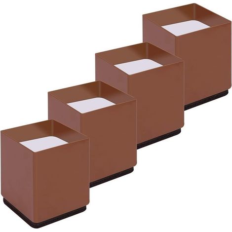 royaluxe -Rehauss Pieds de Lit Lot de 4 Acier Carbone, Risers de Meubles Ajoutent Haut de 5CM, Supportent 10000 lbs, Rehausss de Table, Chaise ou C(Carré marron), (1/4)