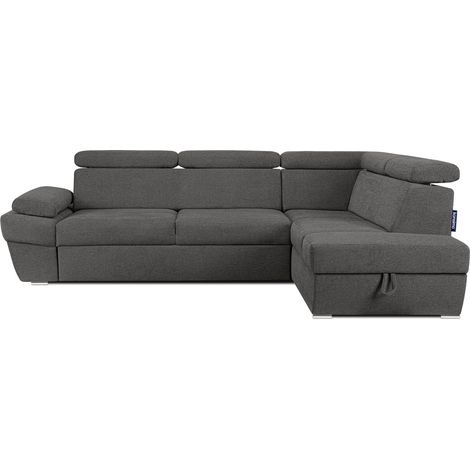 KONSIMO RATLO Ecksofa , Schlaffunktion, 4 /5 Sitzer, Bettkasten, Lederoptik, grau (1/5)
