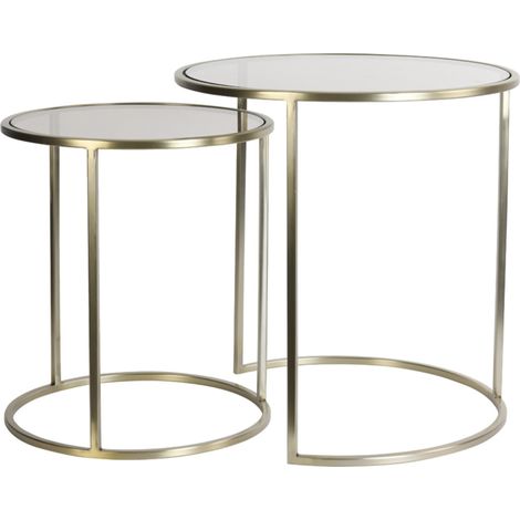 Light & Living DUARTE Beistelltische Glas Braun und Lichtgold – (1/3)