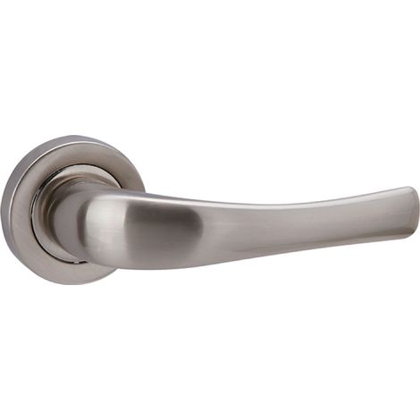 Manilla puerta curva roseta redonda Zamak níquel satinado 52mm (1/5)