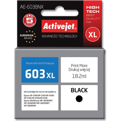 Activejet AE-603BNX - Tinta negra para Epson, reemplazo para 603XL