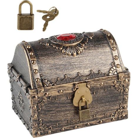 Coffre Au Tresor - Pirate - Plastique - Rétro - Décoration Et Rangement Enfant - 1 Pièce (1/4)