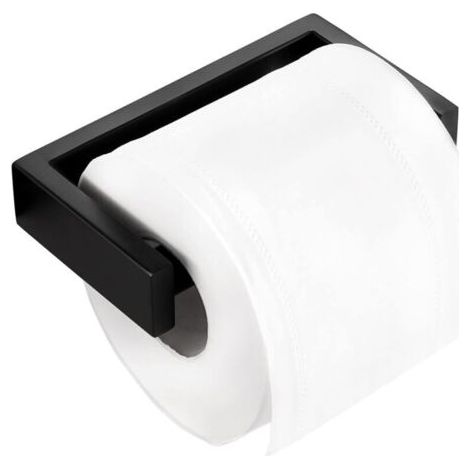 Porte papier toilette noir, porte papier toilette salle de bain, ressort inox, finition police gravée, tenture murale (1/4)