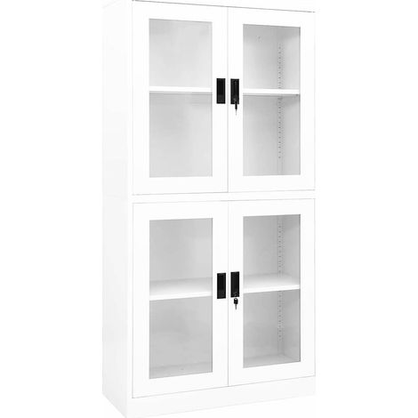 vidaXL Armoire de bureau Blanc 90x40x180 cm Acier et verre trempé (1/5)