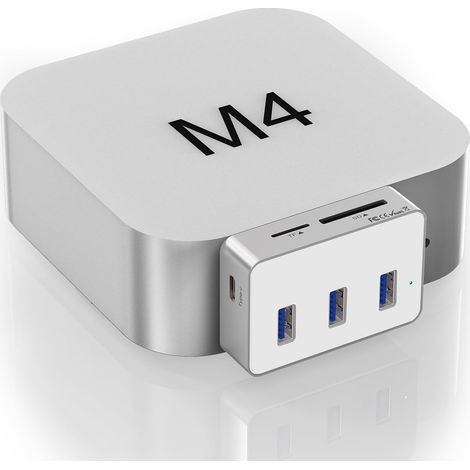 Hub USB-C 6 en 1 avec USB-C 10 Gbps, USB-A 3 x 5 Gbps, lecteur de cartes SD/TF 3.0, design compact en aluminium Accessoires parfaits pour Mac mini M4/M4 Pro (1/5)