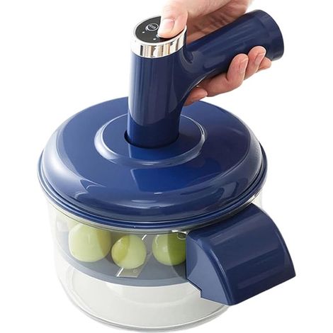 Máquina peladora de uvas - Dispositivo para pelar frutas - Preparación rápida de alimentos - Rotación automática - 20,8 x 25 cm - Azul (1/5)