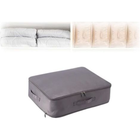 Organisateur d'auto-compression ultra peu encombrant – Sacs de rangement pour vêtements et couvertures – Tissu satiné de qualité – Ouverture avec fermeture éclair (1/5)