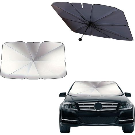 Parasol Pare-Brise Pliable pour Voitures,Pare Soleil Voiture Pare Brise Avant,Pliable Parapluie Anti-UV Et Anti-Chaleur,Protection UV pour Parasols de Voiture,Universel pour La Plupart,140 80cm (1/5)