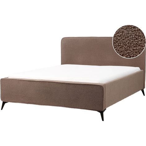 Letto matrimoniale in bouclé marrine con struttura a doghe 160 x 200 cm Linards