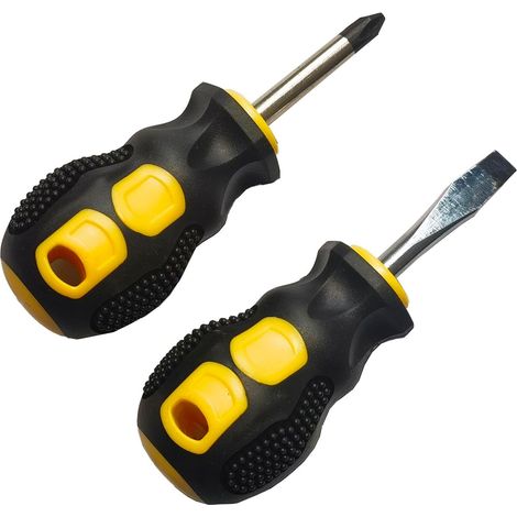 Set di 2 cacciaviti con punte corte a croce e a taglio, cacciavite tascabile magnetico per riparazioni fai da te (1/5)