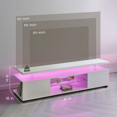 Meuble TV pour téléviseur LED 60 pouces, centre de divertissement et de jeux vidéo, console de rangement multimédia avec grand meuble latéral pour salon (blanc) (1/5)