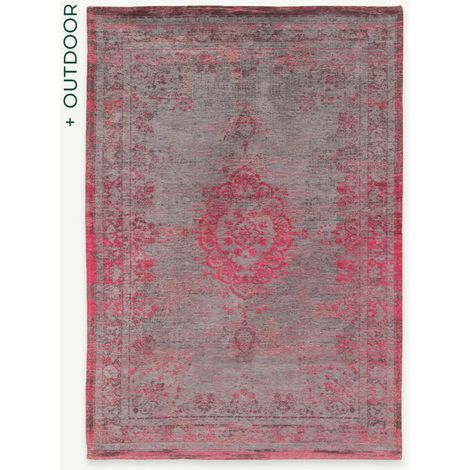 Medaillon-Design – Fading World Medaillon-Teppich – hergestellt in Belgien – mechanisches Jacquard-Flachgewebe – handgefertigt – natürlich rutschfest – 100 % Baumwolle – Pink Flash – 80 x 150 cm