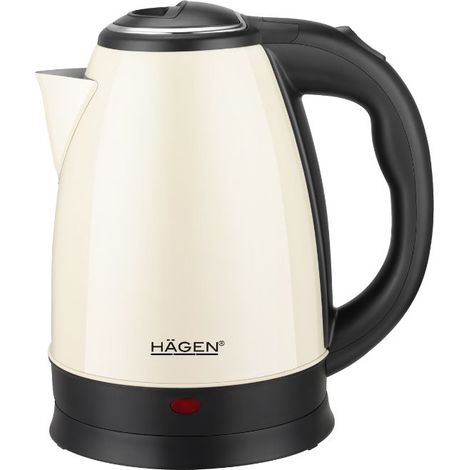 Bouilloire électrique 1.8L inox sans fil crème – Résistance à fond plat – Socle 360° – Arrêt automatique – HA5525CRM – Hagen