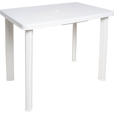Rechteckiger weißer PVC-Tisch mit abgerundeten Ecken - 101x68x73 cm