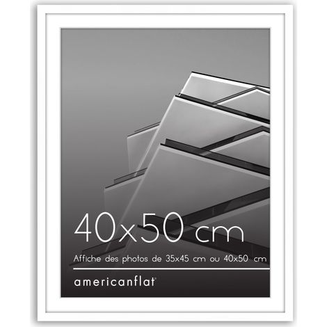 Cadre Photo 40x50 cm Blanc - Cadre 35x45 cm avec Passe-Partout ou 50x40 cm sans Passe-Partout - Plexi Poli - Suspension Verticale ou Horizontale (1/5)