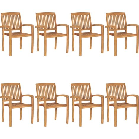 Maison Exclusive - Stapelbare Gartenstühle mit Kissen 8 Stk. Mass