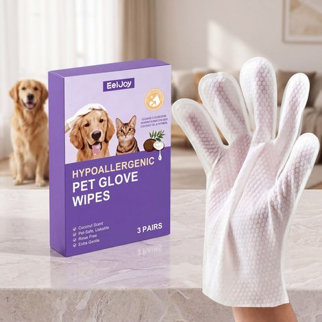 Pet gloves and wipes for comfortable, clean, and refreshing pet grooming – 3PAIRS (1/5)