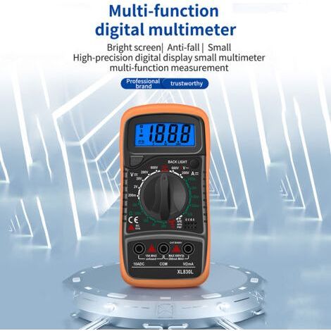 Multímetro digital portátil XL830L, retroiluminación LCD, voltímetro CA/CC, amperímetro CC, comprobador de resistencia y voltaje en ohmios, universal de alta precisión (1/4)