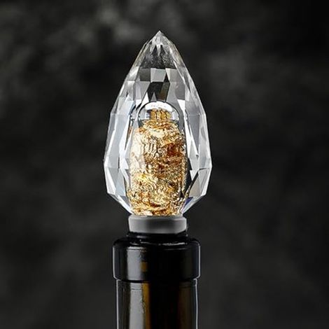 Bouchon de vin en verre, bouchon décoratif transparent en cristal pour bouteilles de vin et spiritueux, bouchon en forme de larme, pour la décoration du vin (1/4)