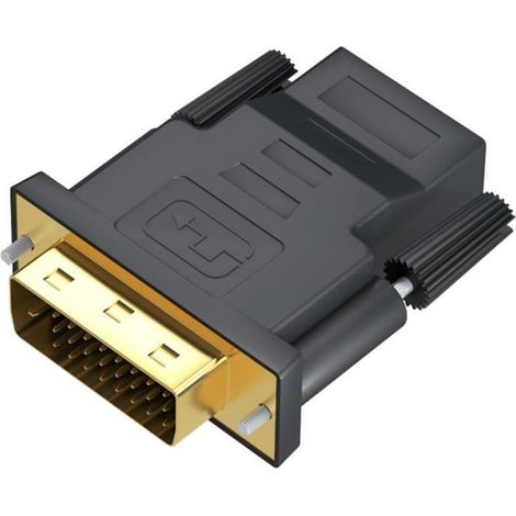 1 Adaptateur DVI vers HDMI, Métal Plaqué Or, Conversion Bidirectionnelle 1080P, Pour PC TV Projecteur (1/5)