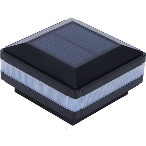 Pilier solaire LED double couleur, lampe de clôture à induction, noir étanche IP65 (blanc chaud bleu) (1/5)