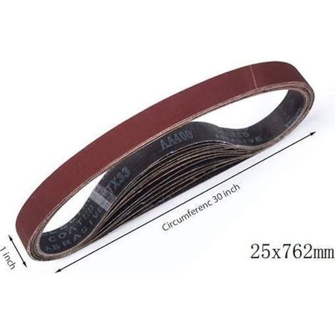 Lot de 15 bandes abrasives 25 x 762 mm – Assortiment grains 80/120/150/240/400 – Anti-colmatage pour ponçage bois et métal (1/5)