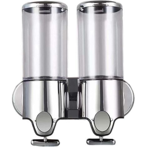 Set of 2 wall-mounted soap dispensers, 500 ml – Manual for disinfectant and shower gel – ABS and silicone for bathroom, kitchen, hotel (1/5)