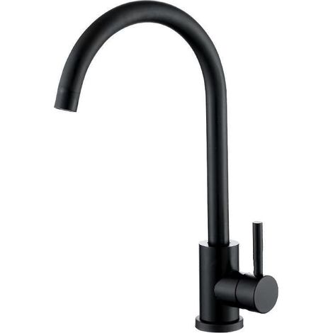 304 Stainless Steel Kitchen Faucet, Sink, Vegetable Washing Basin, Brushed Gold Large Curve, Household Hot and Cold Water Faucet - Black Large Curve