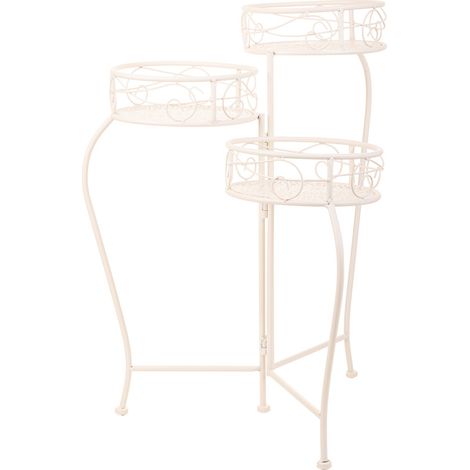 Soporte para 3 macetasa de forja blanco 29x33x65