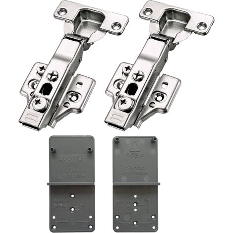 95 Degré Clip-on 3-Way Plein Recouvrante 35mm Soft Close Charnieres avec Amortisseur Hydraulique Fermeture Automatique Charnière à Amorti pour Armoires de Porte Cuisine Lot de 2