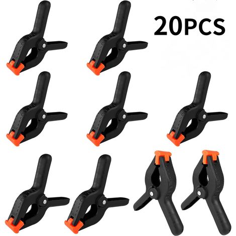 Pinces à ressort en nylon, pinces à mâchoires flexibles pour photographie, bâches, artisanat et jardinage, lot de 20 (1/5)