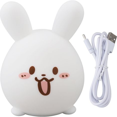 Ortviai Veilleuse tactile en silicone forme de lapin, 7 couleurs, rechargeable USB, design doux et moderne (1/5)