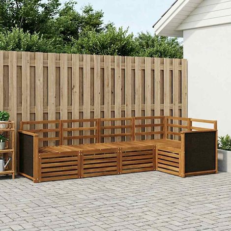 vidaXL Ensemble de canapé d'angle 4 pcs Naturel Bois d'Acacia Massif (1/5)