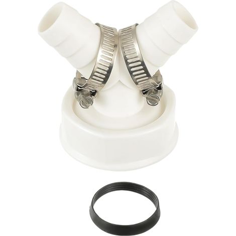 Adaptateur de vidange pour lave-vaisselle et machine à laver, Adaptateur en Y pour tuyau avec bec d'entrée de 19 à 24 mm et sortie DN 40, Set Inclut 2 Pièces Collier de Serrage (1/5)