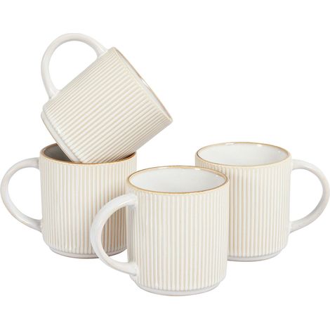 Set of 4 Mugs MUGWORT Stoneware Light Beige (1/5)
