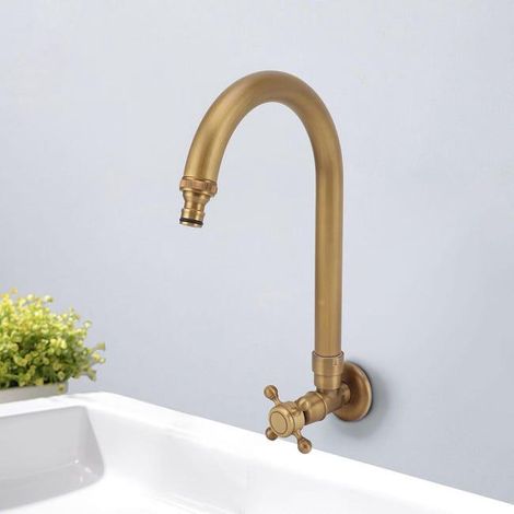 Robinet D'Extérieur de Jardin, Robinet d'eau Froide à Montage Mural Antique, 360 Degrés pour Cuisine (1/5)