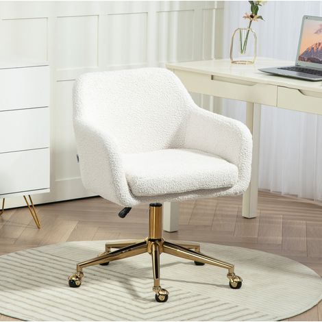 Sedia da ufficio 60x61x79-88 cm bianco crema in poliestere girevole e regolabile in altezza (1/5)