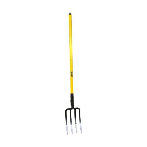 Ribiland – Fourche à bêcher 4 dents – Manche creux 110 cm – Tête en tri-matière pour aération du sol – Outil de jardinage professionnel (1/5)