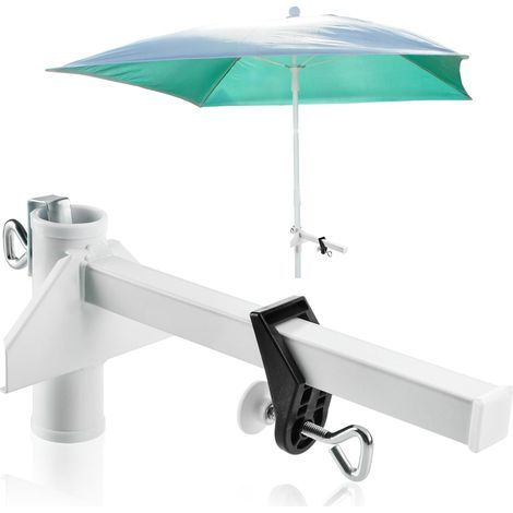 Metal parasol base – balcony parasol base – parasol base for wide balcony railings (28 mm – 38 mm) (1/5)