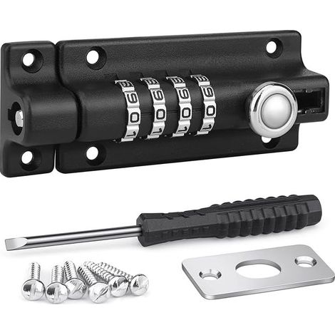 Combination Lock Latch, Code Door Lock, Waterproof 4-Digit Combination Lock with Screws for Garden Sheds, Home Reinforcement, Workshops (1/5)
