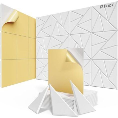 12-Pack Self-Adhesive Acoustic Panels, 30 x 30 x 1 cm, High-Density Acoustic Foam, for Studio and Home Office – White (1/5)