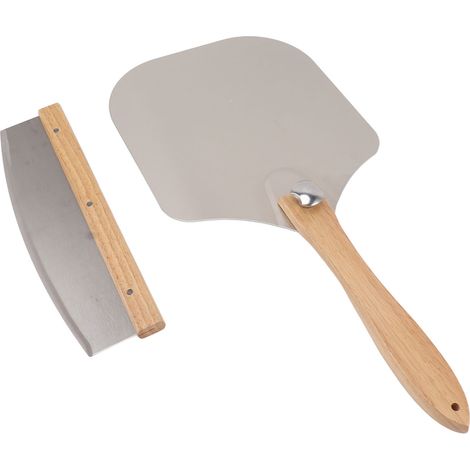 Pizzaschneider-Set, Pizzaschieber, 30 cm, mit Pizzaschneider, ergonomisches Set zum einfachen Abziehen von Pizza zum Backen (1/5)