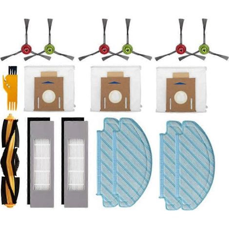 17 pièces pour nettoyeur haute pression Deebot Ozmo T8, T8 Max, T9, série T8, N8 Pro, N8 Pro+ : brosse principale, filtre, chiffon de nettoyage et chiffon à poussière (voir image). (1/5)
